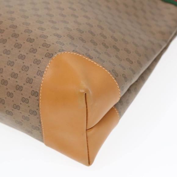 GUCCI Micro GG Canvas Web Sherry Line Tote Bag Beige Gold Auth kk337 - Picture 14 of 16